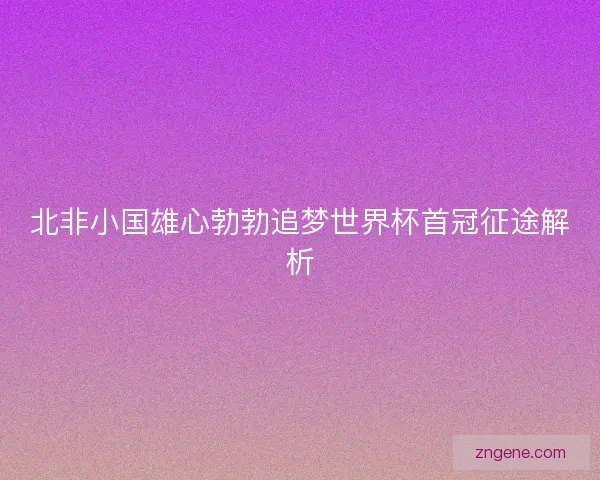 北非小国雄心勃勃追梦世界杯首冠征途解析 北非小国雄心勃勃追梦世界杯首冠征途解析