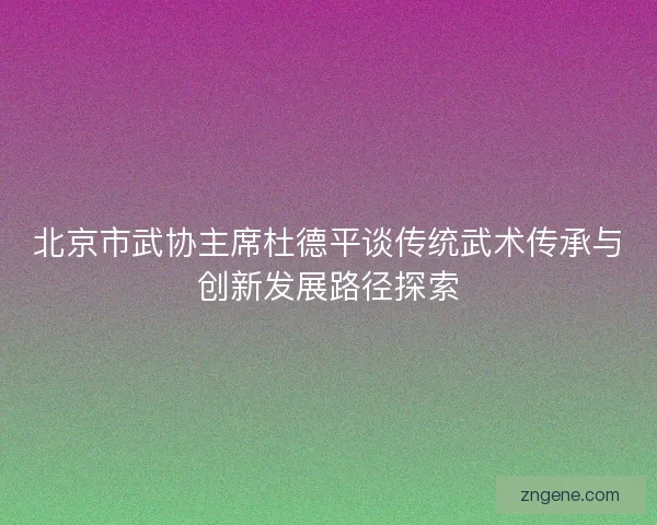北京市武协主席杜德平谈传统武术传承与创新发展路径探索